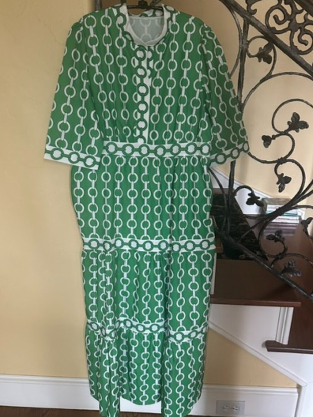 Green Chain Link Print Maxi Dress